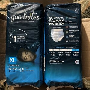 10 packs Goodnites Diapers Potty Training Bed wetting Size XLarge (90 Diapers)